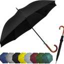 52" Arc Classic Wooden Handle Umbrella,vintage long handle umbrellas for rain,big black j handle cane umbrella,Automatic Umbrella with curved handles