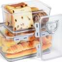 OTraki Bread Storage Container 2 Pcs Bread Boxs for Kitchen Counter Bread Saver Container Airtight Homemade Bread Loaf Storage Time Recording for Fresh Bread, Toast and Cookies, Grey