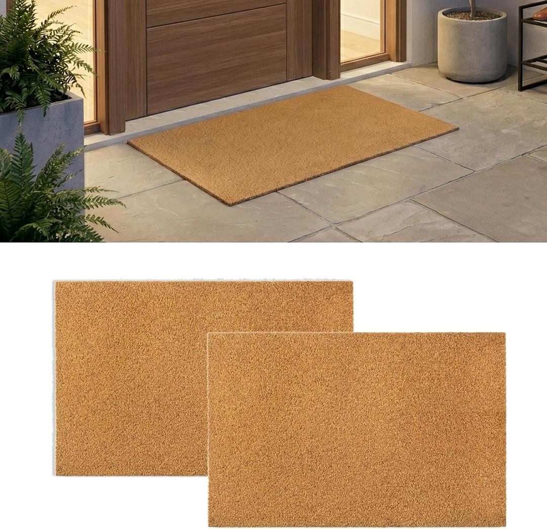 2 Pcs Blank Door Mats, 32x20 Inch Artificial Coir Door Mats for Crafting Painting, Plain Welcome Mat with Non-Slip Rubber Backing for Indoor Outdoor Front Porch Entryway (2 Pcs)