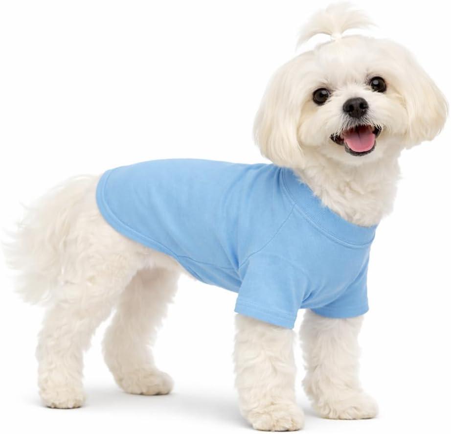 Lovelonglong Pet Clothing Dog Costumes Basic Blank T-Shirt Tee Shirts for Small Dogs Light-Blue S