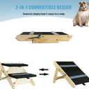 2-in-1 Indoor Pet Ramp, Wooden Folding 2-Tier Pet Stairs with Non-Slip Carpeted Steps, Ramp Perfect for Bed and Couch