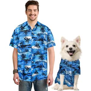 Dog Shirts Hawaiian Shirt for Small Medium Large Dogs Matching Dog and Owner Short Sleeves Beach Shirt Owner and Pet Shirts are Sold Separately (Blue1 Only for Pet, XX-Large)