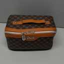 BOYATU Travel Makeup Bag Cosmetic Bags for Women: 3 Pcs Set Large Portable Make up Bag with Handle - Vegan Leather Toiletry Bags with Compartments - Makeup Organizer for Travel Essentials(A-1-Coffee)