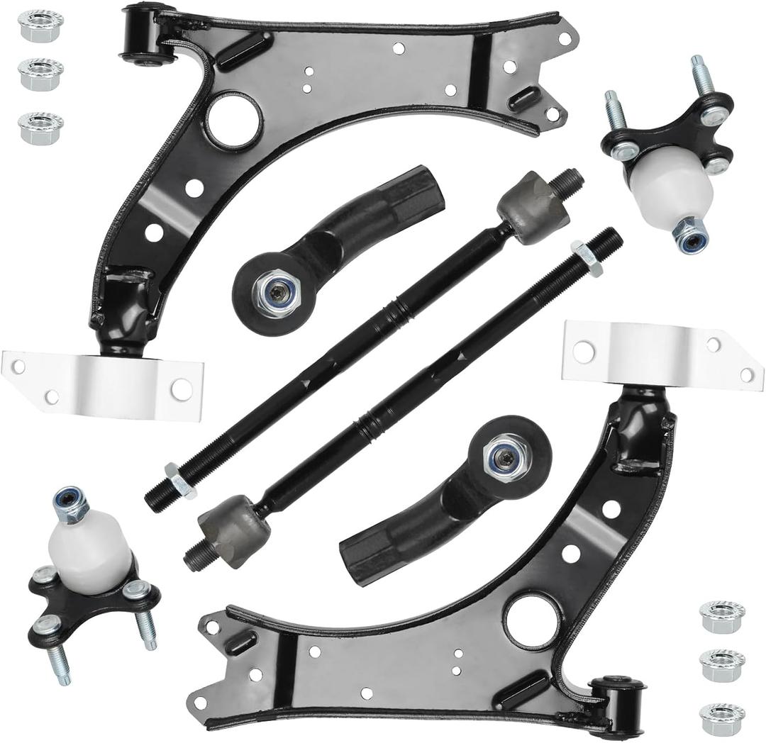 8pc Front Lower Control Arms Suspension Kit Fit for Audi A3 2006-2013 for A3 Quattro 2007-2013 Fit for Volkswagen for EOS 2007-2016 for Golf 2010-2014 for GTI 2007-2014 for Jetta 2006-2014 MS101148