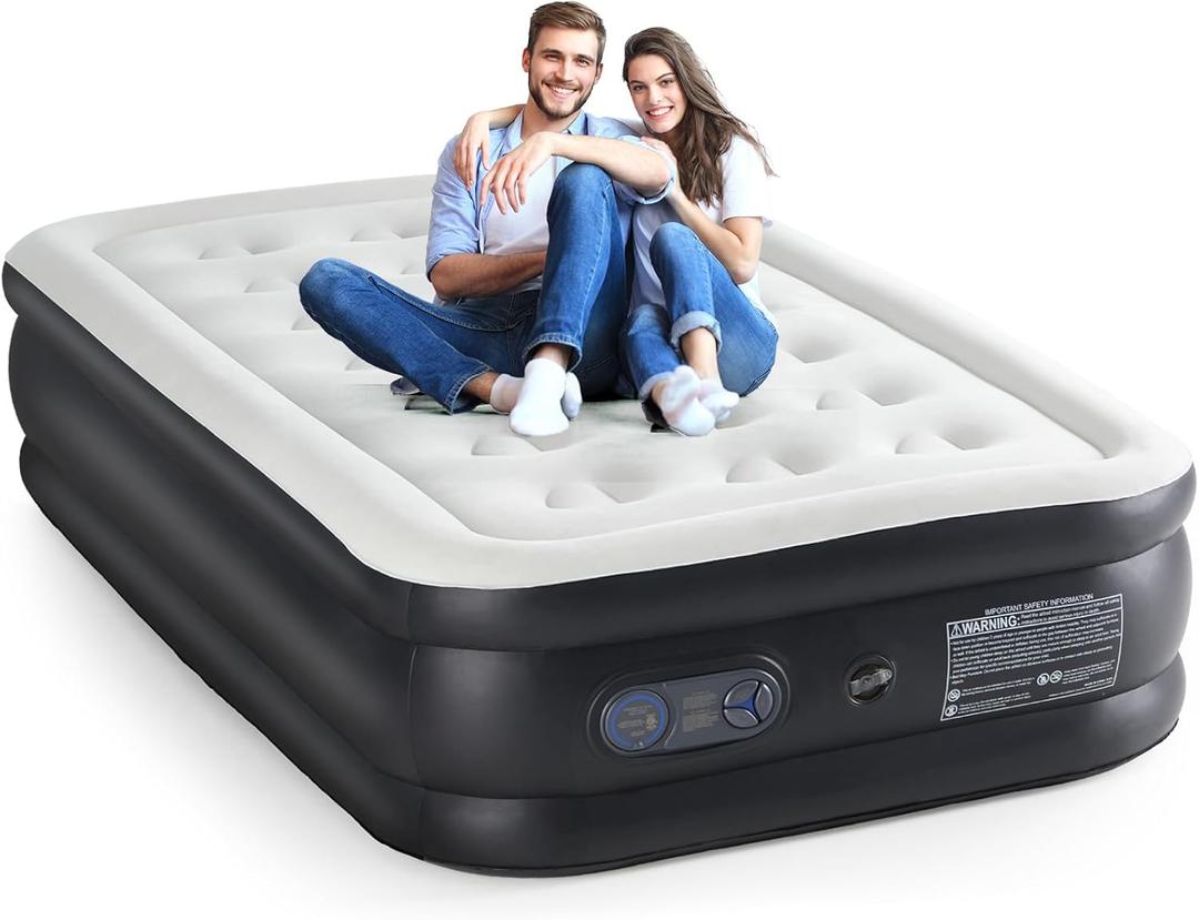 Twin Air Mattress with Built-in Pump, Inflatable Blow Up Mattress 18" Raised for Home, Camping & Guest, Portable Air Bed 660 lbs Weight Capacity, Double Height & Non-Slip Bottom