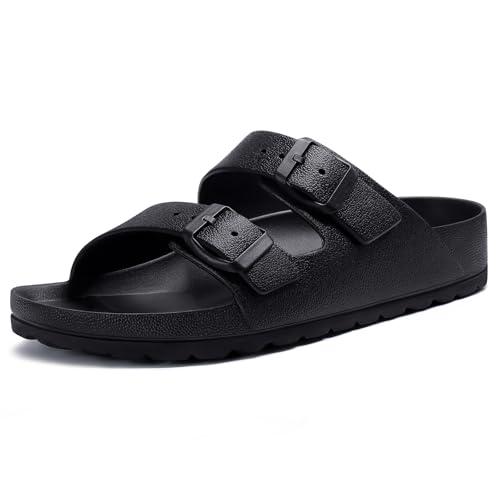 KIDMI Women's Comfortable EVA Sandals with Medium Arch Support, Adjustable Buckle Summer Beach Slide Sandal, Black EU 39