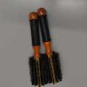2pcs Small Round Blow Dry Brush - Boar Bristle, Thermal Metal Barrel, Professional Anti-Static Roller Hair Brush for Styling and Blow Drying - Bonus Sectioning Pick - 12 Row, 2.5 - By Cantor