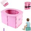 Travel Potty,Portable Potty Seat Foldable Travel Training Toilet Seat,Foldable Toilet for Outdoor Camping (Pink)