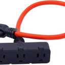 KMC 3-Outlet Power Extension Cord, 12AWG 2-Feet Extension Cord, 125V/15Amp 1875Watt, Orange