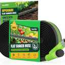 RAINPOINT Flat Soaker Hose 15FT for Garden, Drip Hose for Garden with Anodized Aircraft Aluminum Ends, Flexible & Lightweight Soaking Hose, Save 80% Water, Green