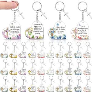 Sureio Christian Keychain Gift Bulk Religious Cross Bible Verse Acrylic Keychain Back To School Gift for Students VBS Church