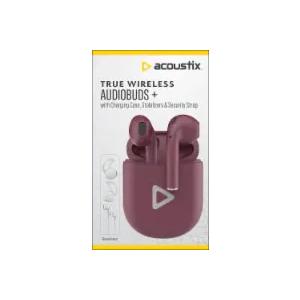 Acoustix AudioBuds+ True Wireless Bluetooth Earbuds with Charge Case - Burgundy