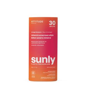 ATTITUDE Mineral Sunscreen Stick with Zinc Oxide, SPF 30, EWG Verified, Plastic-Free, Broad Spectrum UVA/UVB Protection, Dermatologically Tested, Vegan, Orange Blossom, 2.1 Ounces, Expiration Date 01/2027