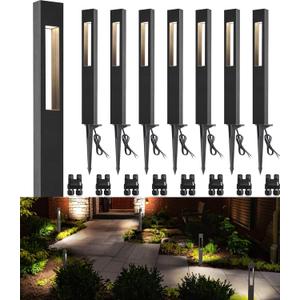 SUNVIE Low Voltage Landscape Lights 3W LED Pathway Lights Wired Aluminum Waterproof Outdoor Landscape Lighting 3000K 12-24V Path Lights Low Voltage for Garden Yard Walkway ETL, 8 Pack with Connectors (Soft White(3000K))
