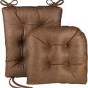 Klear Vu Omega Non-Slip Rocking Chair Cushion Set with Thick Padding and Tufted Design, Includes Seat Pad & Back Pillow with Ties for Living Room Rocker, 17x17 Inches, 2 Piece Set, Brown