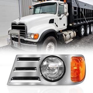 Headlights Assembly fit for Mack CV Replacement Left Driver Side Headlamp Chrome