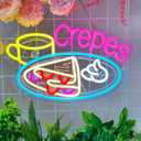 Crepes Neon Sign, Neon Lights Hanging Wall Art Decoration for Business Restaurant Shop Store House Bar Cafe Party Home Decor, USB Powered Ultra Bright Dimmable,16.1410.63inches