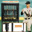 9 Hole Pitching Net with Strike Zone, Baseball/Softball Training Net Best Hitting Target Portable Easy Set Up and Height Adjustable for Indoor/Outdoor Use, Black