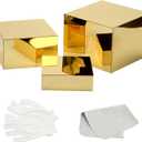 3-Piece Nesting Risers - Mirror Gold Acrylic Display Stands for Catering, Dessert, Jewelry & Party