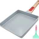 Tamagoyaki Pan Ceramic, Japanese Omelette Pan Nonstick, Japanese Egg Pan, Square Egg Pan, Induction-Ready, Detachable Handle, with Silicone Spatula, PFAS&PFOA-Free,Oven Safe,Blue,9"x8.2"