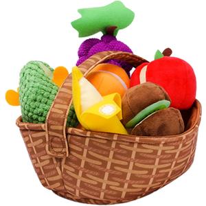 Toddler Pretend Play Food Toy 12M+, Soft Plush Baby Montessori Fruit Basket, Kid Sensory Kitchen Grocery Playset Early Educational Gift for 1 2 3 Year Infant Boy Girl
