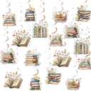 Book Party Decorations Book Hanging Swirls Garland Ceiling Streamers 24pcs for Girls Women Storybook Flowers Birthday Baby Shower Hanging Decors First Chapter Reading Library Books Club Party Supplies