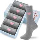 Corlap Women's Cute Cotton Crew Athletic Running Socks - Ankle High, Novelty Fun Heart Design 5-Pairs (Gift Box)
