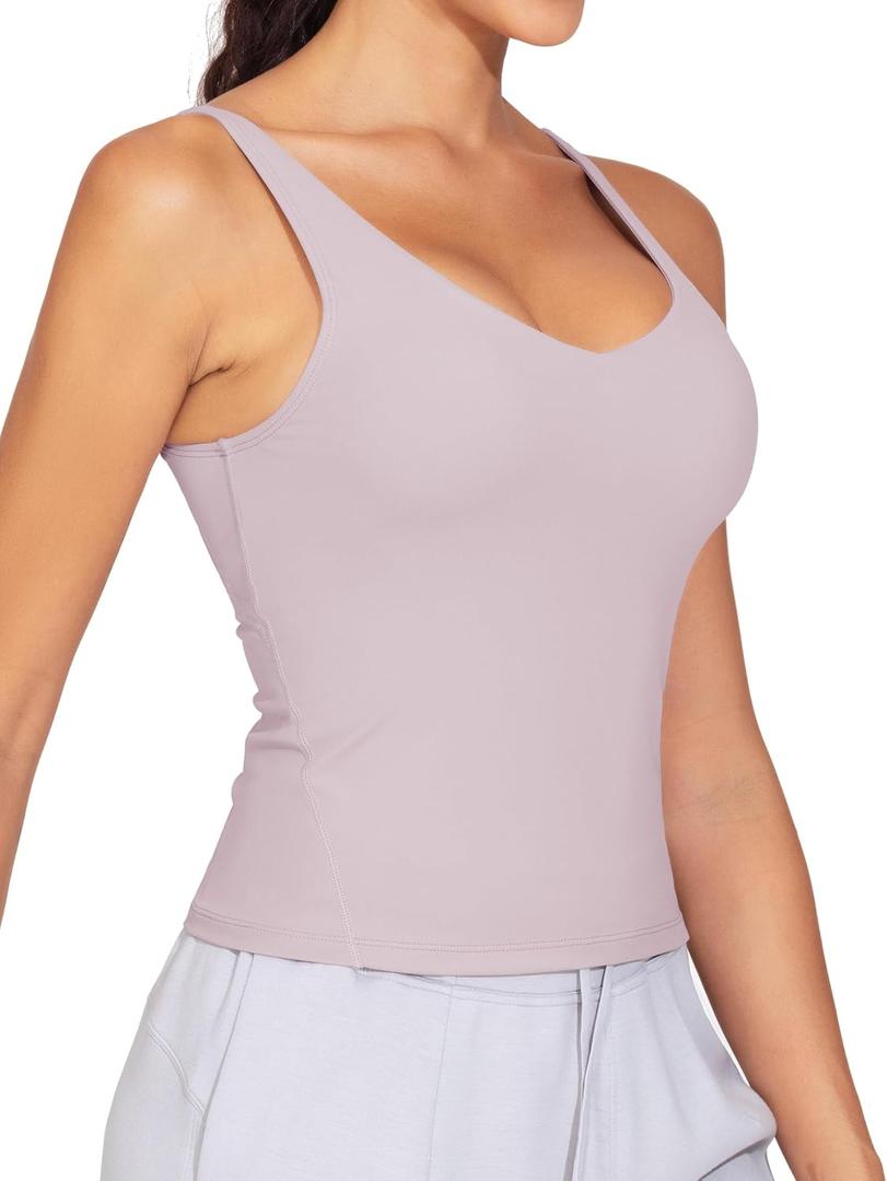 Dragon Fit Women's Padded Workout Tank Tops Fitted Wirefree Longline Sports Bra for Gym Yoga (Pink, M)