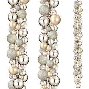 2 Pcs Christmas Ball Garland 6 ft Ball Ornaments Christmas Bulb Garland Xmas Tree Bauble Decorations for Party Supplies Indoor Outdoor Home Office Decoration Accessories(Champagne Gold)