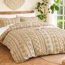 MR&HM Boho Duvet Cover Queen, Soft Vintage Tufted Bedding, 3-Piece, Khaki, Size: Full/Queen