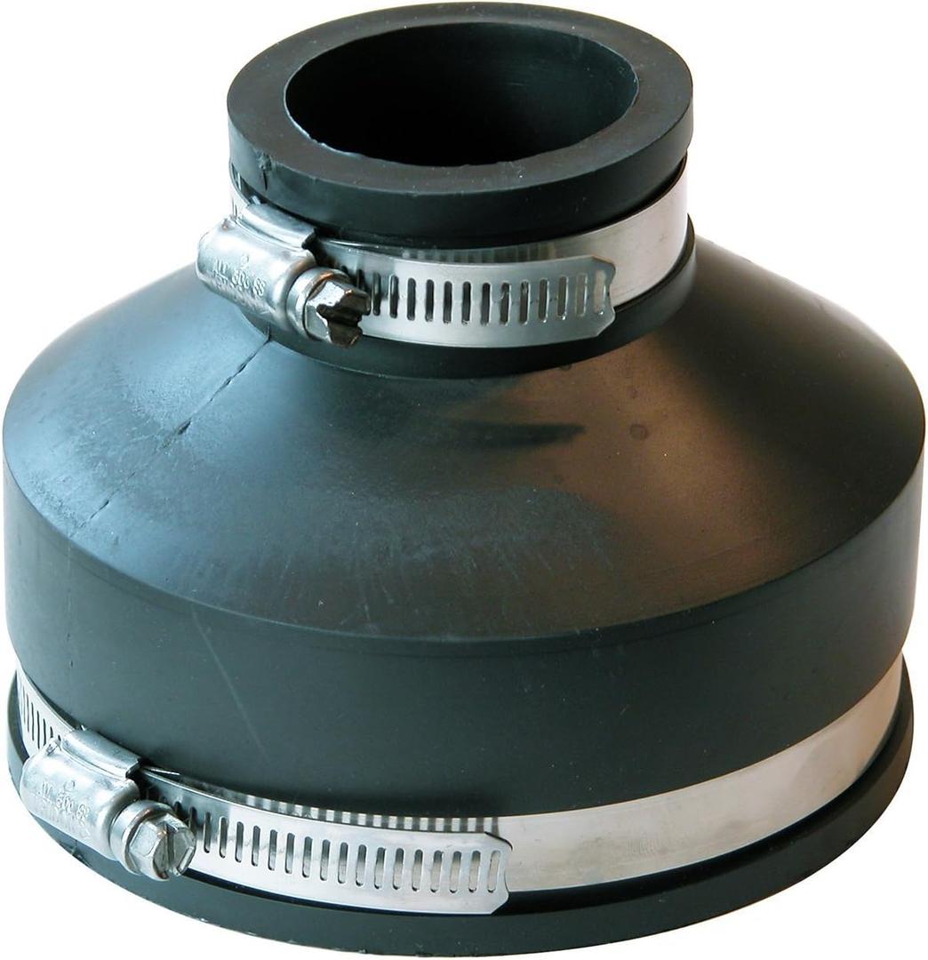 Fernco P1056-415 4-Inch to 1-1/2-Inch Flexible Reducing Coupling With Clamp