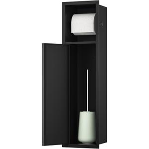 in Wall Toilet Paper Holder, Over-Mounted Toilet Roll Holder w/Cabinet for Bathroom Remodel, 304 Stainless Steel Tissue Paper Holder with Dispenser (Matte Black)