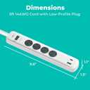 KMC 4-Outlet Surge Protector Power Strip, 1 USB-A & 1 USB-C Port, Power Strip Surge Protector, 840J Surge Protection, 5ft Extension Cord, 3-Prong Low-Profile Flat Plug, UL/ETL Certified, White