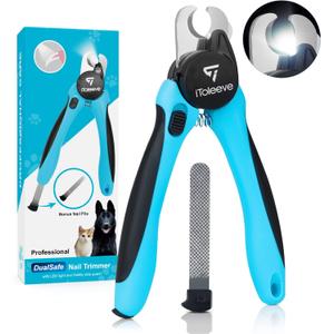 LED Dog Nail Clipper with Light, Illuminates Nails or Bloodline for Safe and Easy Trimmers, Extra Sharp for Thick Nails, Quick Sensor, Avoid Over-Cutting Toenail, for Cats & Dogs