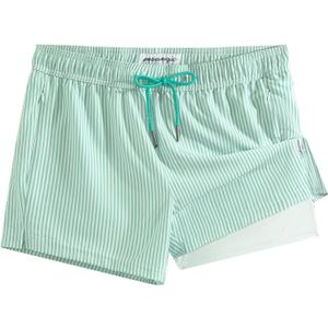 maamgic Mens Swim Trunks with Compression Liner Short Stretch Mens Bathing Suit Quick Dry Swimming Trunks Swimsuit (Large, Stripe Greenwhite)