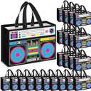 24 Pcs 80s90s Party Favor Bags Non Woven Retro Radio Grocery Bags for Hip Hop Birthday Disco Rock Party (Black)