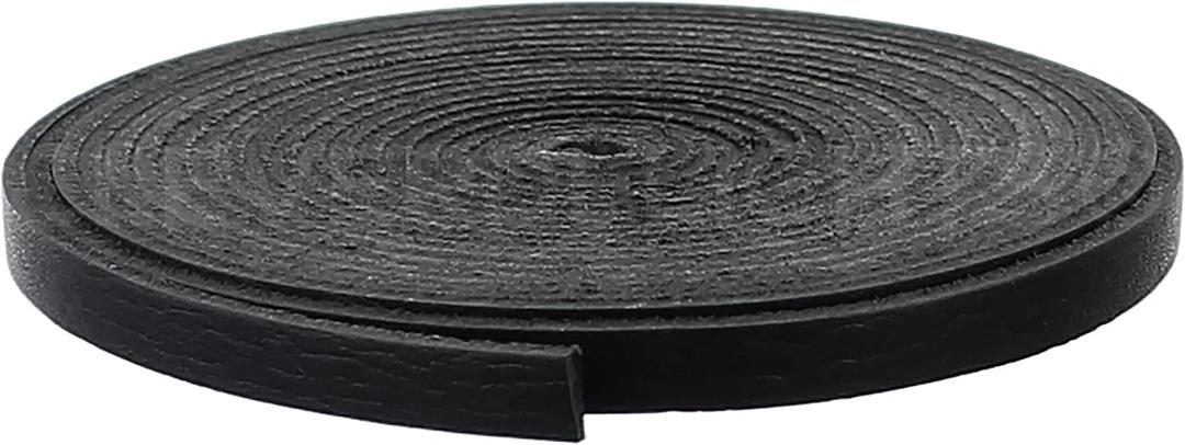 CleverDelights Black 1/4" Leather Flat Cord - 10 Feet - 6.3mm Genuine Leather Strap