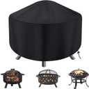Round Fire Pit Cover for 22-34 Inch Firepit, Heavy Duty Outdoor Patio Fireplace Covers - Waterproof Dustproof Anti UV and Tear Resistant