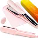 ANGENIL Pro Titanium Flat Iron Hair Straightener 1.75" Wide, Salon Grade Dual Voltage Straightening and Curler 2-in-1 with Heat Resistant Silicone Mat, Adjustable Temp 240F-470F, 15s Fast Heating