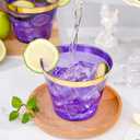 Bestluck 100 Pack 9 oz Purple Plastic Cups, Clear Disposable Cups with Gold Rim, Plastic Cocktail Glasses for Party & Graduation & Wedding