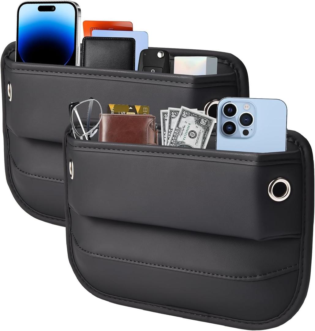 2026 2 Pack Car Seat Gap Filler Organizer, Universal Premium Leather Front Seat Side Organizer, Gap Filler for Car, Phone, Sunglasses, Keys, SUV Truck
