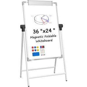 MaxGear Magnetic Whiteboard Easel 36'' x24'', Dry Erase Board with Stand | Double-Sided Whiteboard, Height Adjustable White Board for Office, Classroom & Home, Includes Markers, Eraser, Magnets(White)