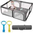 71" x 59" Extra Large Baby Playpen for Babies and Toddlers, Safe Activity Center with Soft Play Fence, Indoor Safety Yard, Easy to Assemble and Clean (Gray)