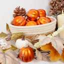 TBD Decor 36Pcs Fall Pumpkin Ornaments Mini Orange Pumpkin Ball Ornaments for Tree Fall Hanging Pumpkin Decorations for Thanksgiving Halloween Home Decor