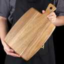 Acacia Wood Cutting Board with Handle Large Charcuterie Boards Wooden Chopping Board Decorative Big Cutting Boards for Kitchen Meat Teak Bread Cheese Board Platter Butcher Block Food Serving Tray, 17" X 10"