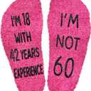 Fuzzy Cotton Socks for Women, Birthday Gifts, Non-Slip Relaxation Funny Pink Fluffy Happy Birthday Socks