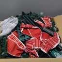 6Ft Prelit Pop Up Pencil Christmas Tree Decorations, Collapsible Artificial Christmas Tree with Lights, Foldable Pre Decorated with Ribbon Ornaments, Indoor Home Holiday Party Christmas Decorations (Red and White Polka Dot Ribbon)