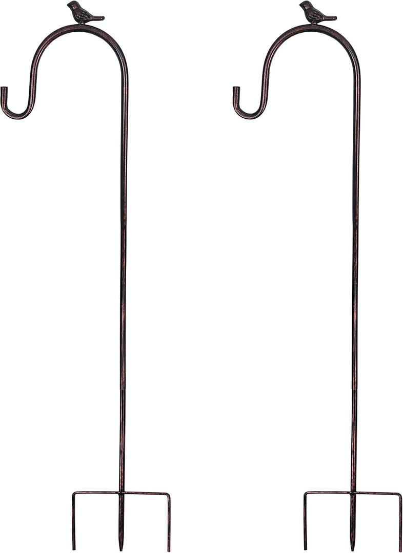 COOZZYHOUR 39inch Shepherd Hooks for Outdoor,Set of 2,Metal Bird Shepherd Hooks for Hanging Solar Lights, Bird Feeders, Flower Basket, Christmas Lights, Lanterns, Garden Stakes and Wedding