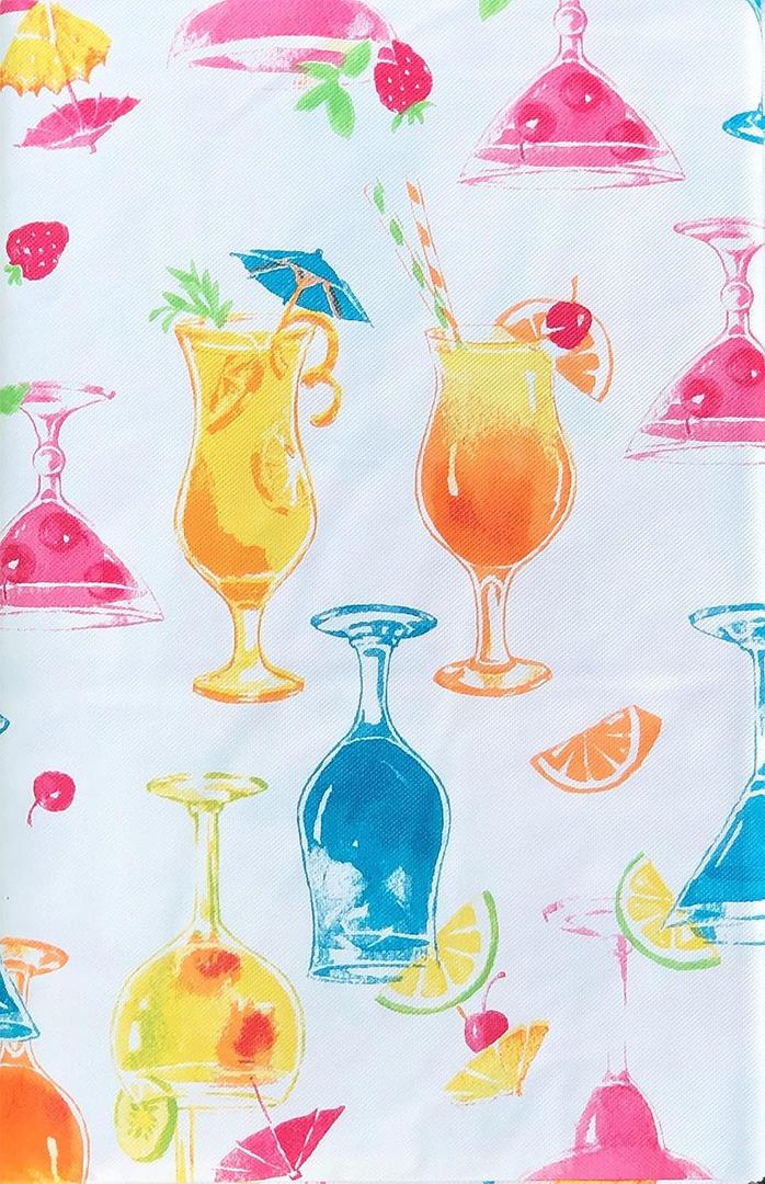 Elrene Home Fashions Summer Fun Colorful Tropical Fruity Cocktails Vinyl Flannel Back Tablecloth (52'' x 70'' Oblong)