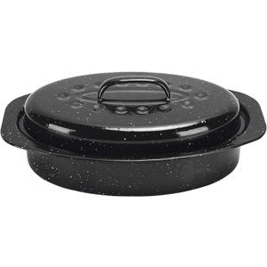 Covered Oval Roaster, 13 inches, Black